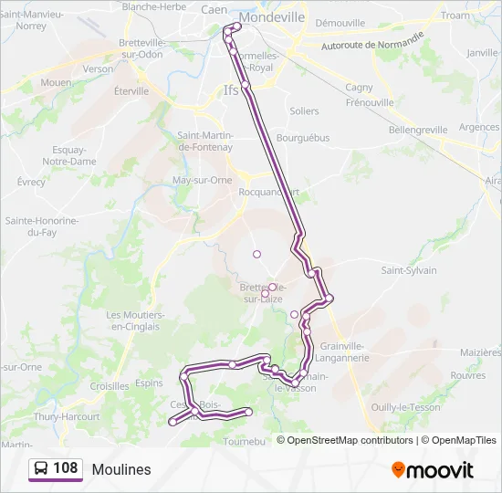 Mapa de 108 de autobús
