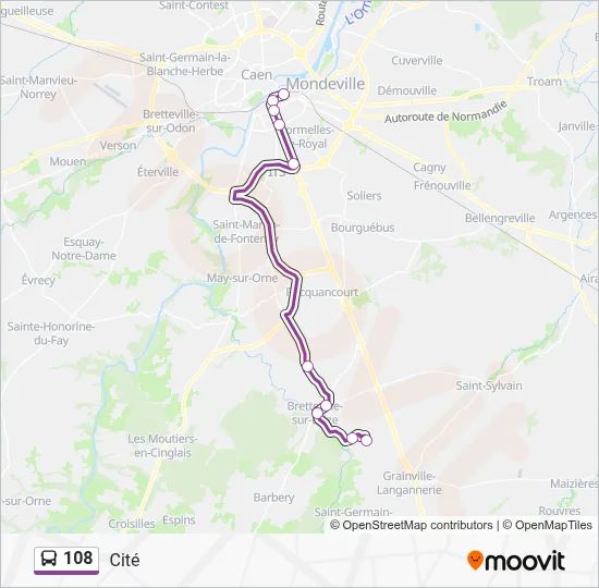 Mapa de 108 de autobús