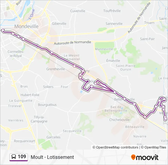 Plan de la ligne 109 de bus