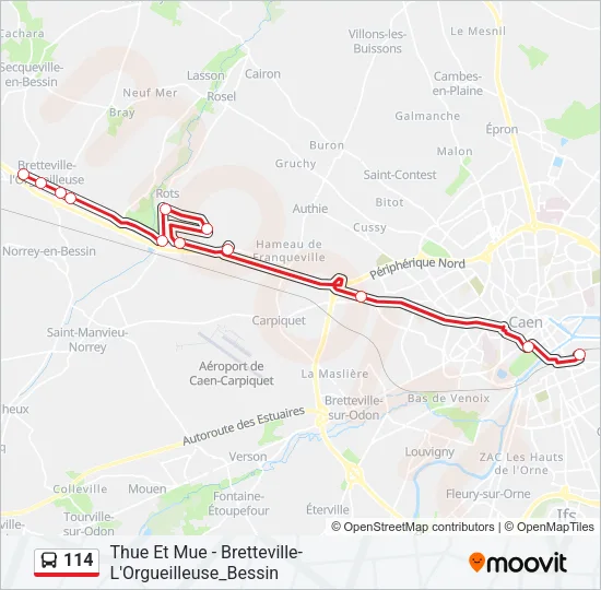 114 Bus Line Map