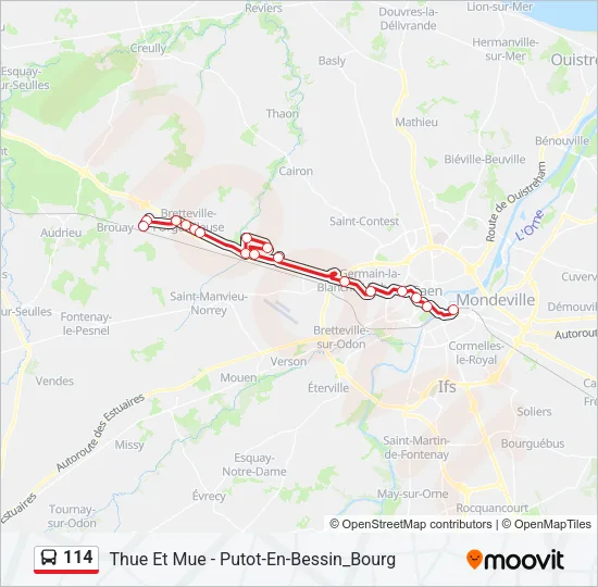 114 Bus Line Map