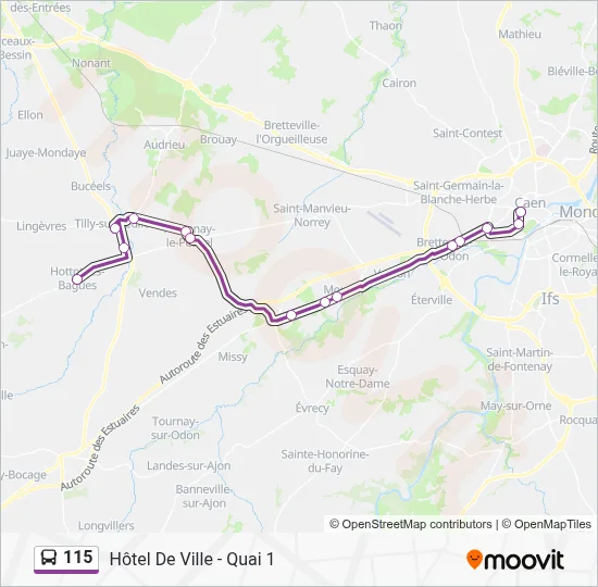 Plan de la ligne 115 de bus