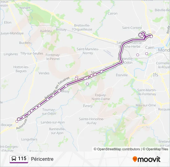 Plan de la ligne 115 de bus