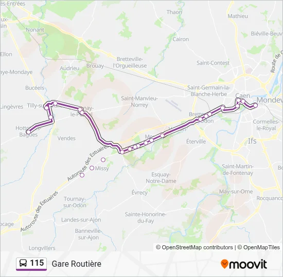 Plan de la ligne 115 de bus