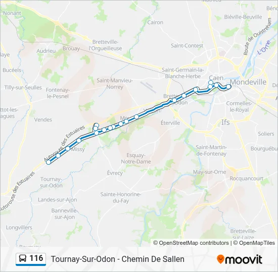 Plan de la ligne 116 de bus
