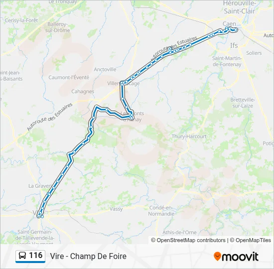 Plan de la ligne 116 de bus
