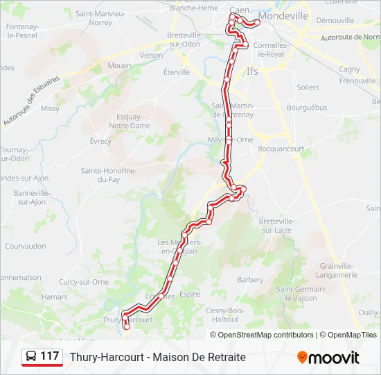 Plan de la ligne 117 de bus