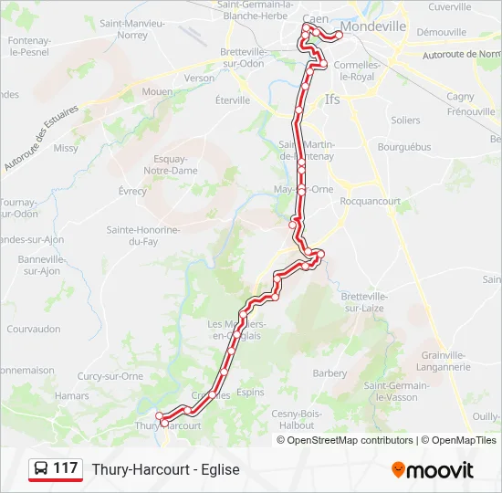 Plan de la ligne 117 de bus