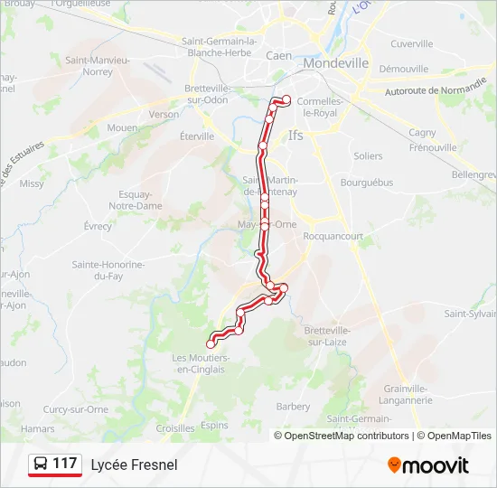 Plan de la ligne 117 de bus