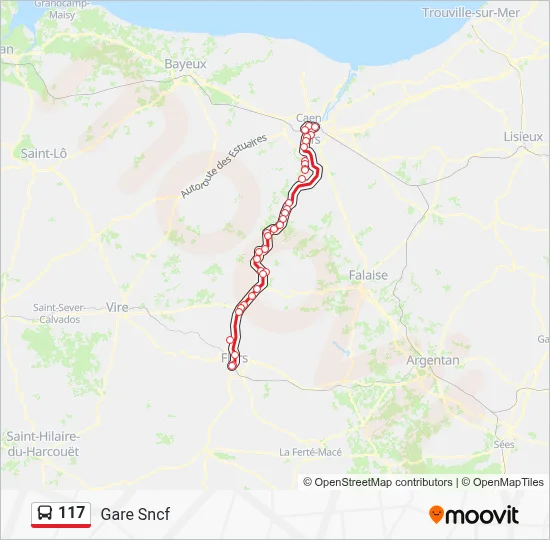 Plan de la ligne 117 de bus