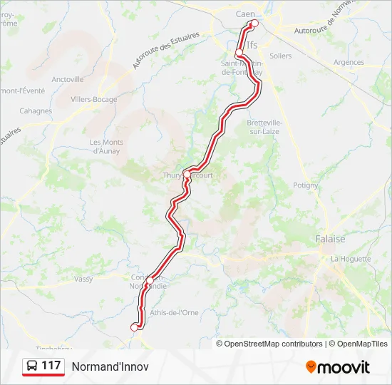 Plan de la ligne 117 de bus