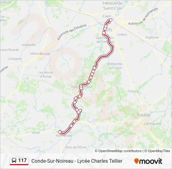 Mapa de 117 de autobús