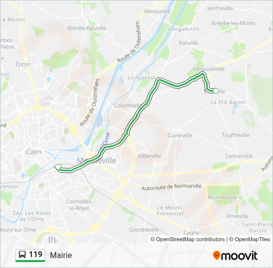 Plan de la ligne 119 de bus
