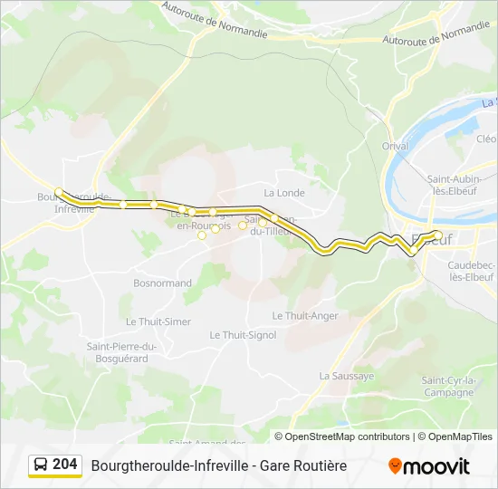 Mapa de 204 de autobús