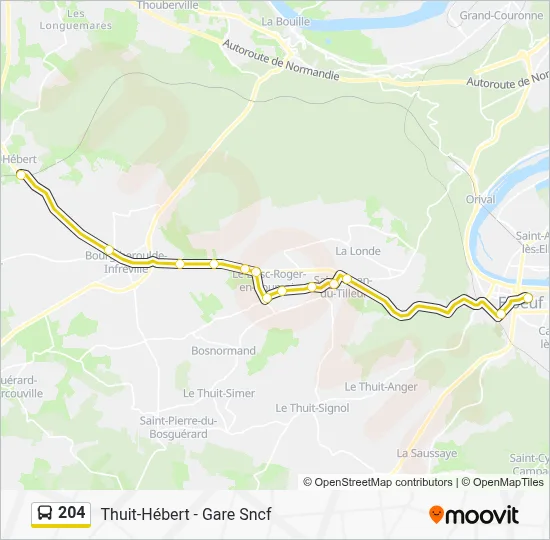 Plan de la ligne 204 de bus