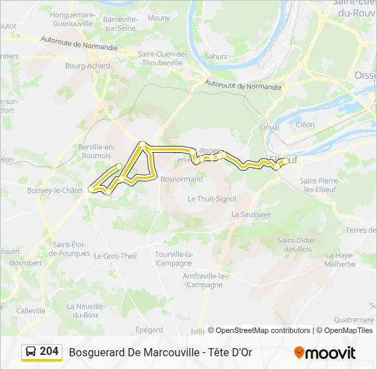 Plan de la ligne 204 de bus