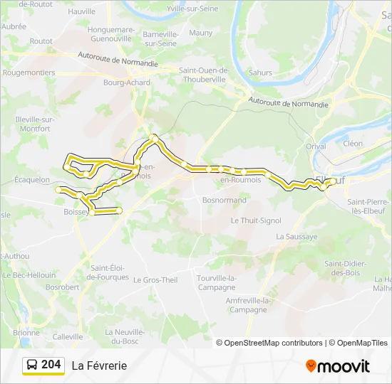 Plan de la ligne 204 de bus