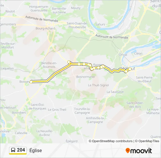 Plan de la ligne 204 de bus