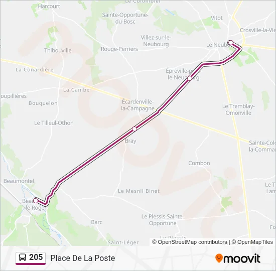 205 Bus Line Map