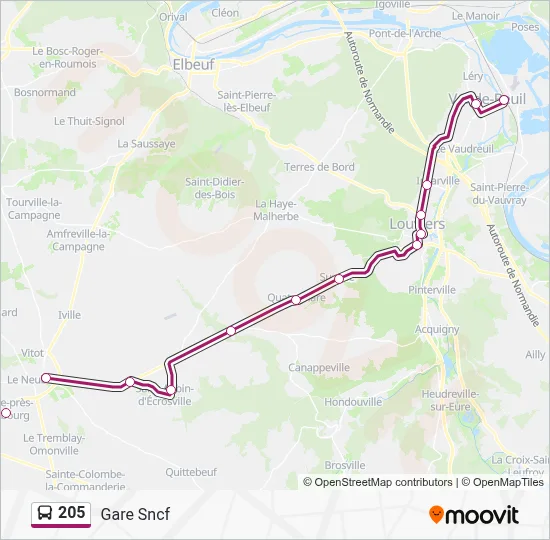 205 Bus Line Map