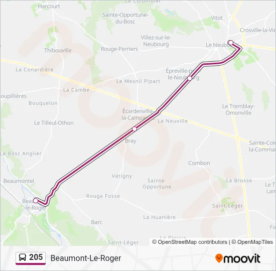 205 Bus Line Map