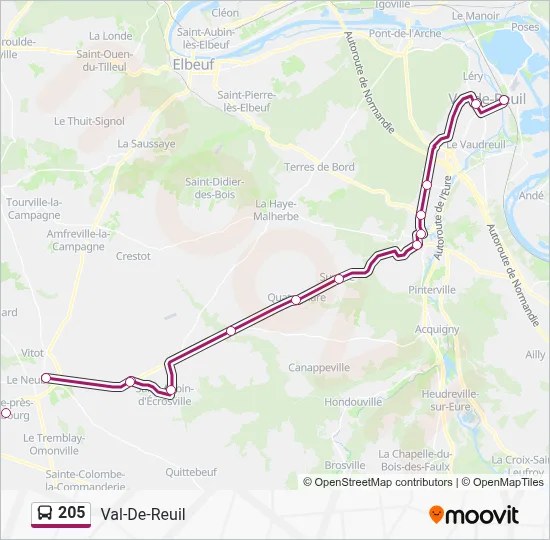 205 Bus Line Map