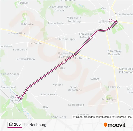 205 Bus Line Map