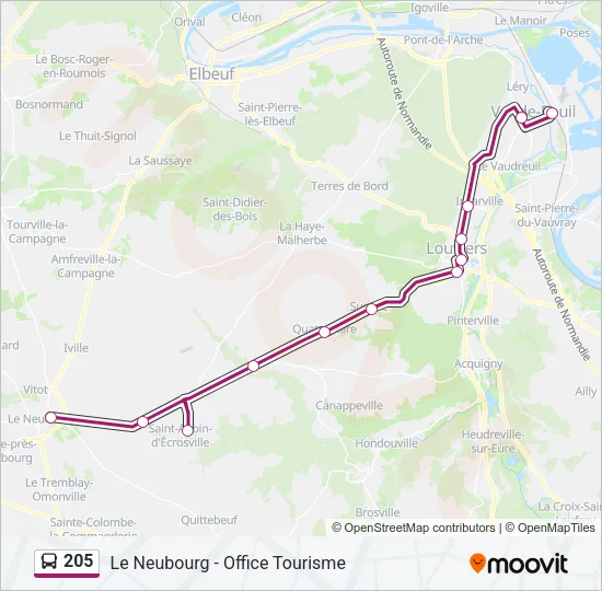 205 Bus Line Map