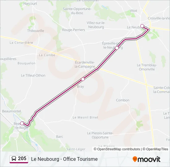 205 Bus Line Map