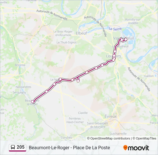 205 Bus Line Map