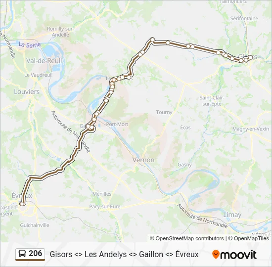 Mapa de 206 de autobús