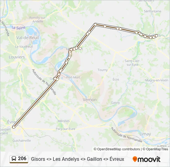 Plan de la ligne 206 de bus