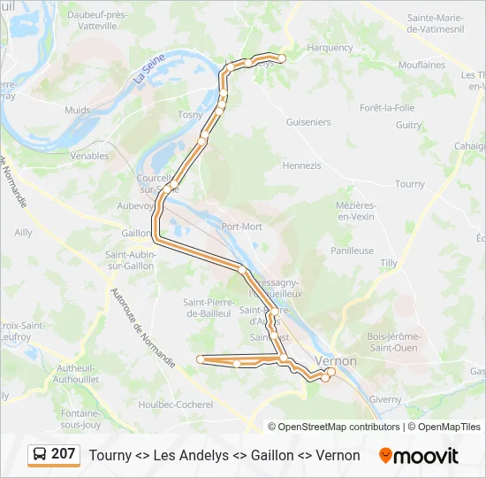 Mapa de 207 de autobús