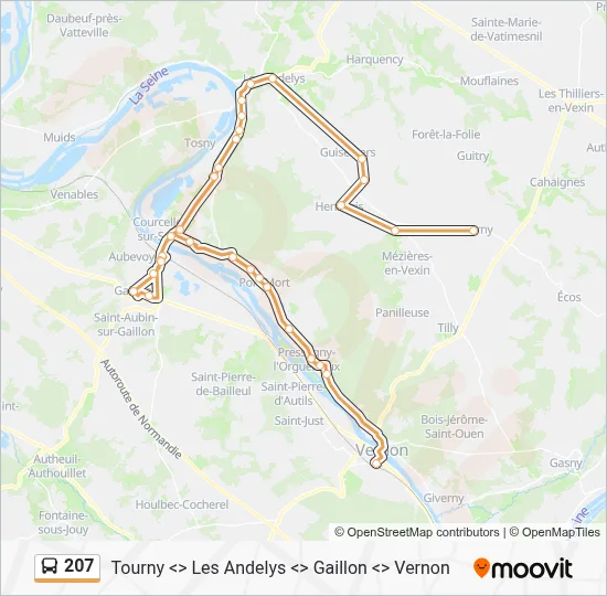 Mapa de 207 de autobús