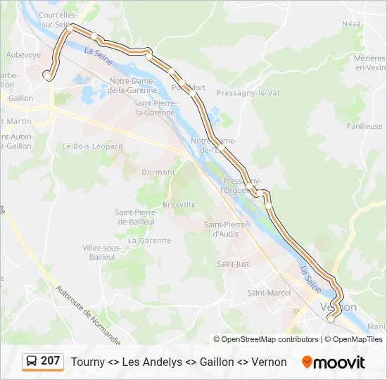 Mapa de 207 de autobús
