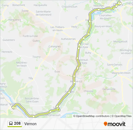 208 Bus Line Map