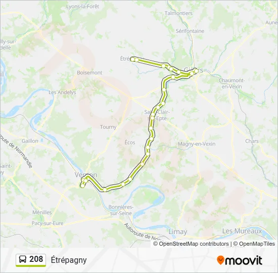 208 Bus Line Map