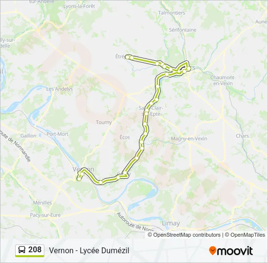 208 Bus Line Map