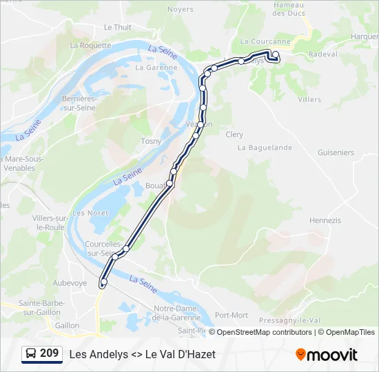 Mapa de 209 de autobús