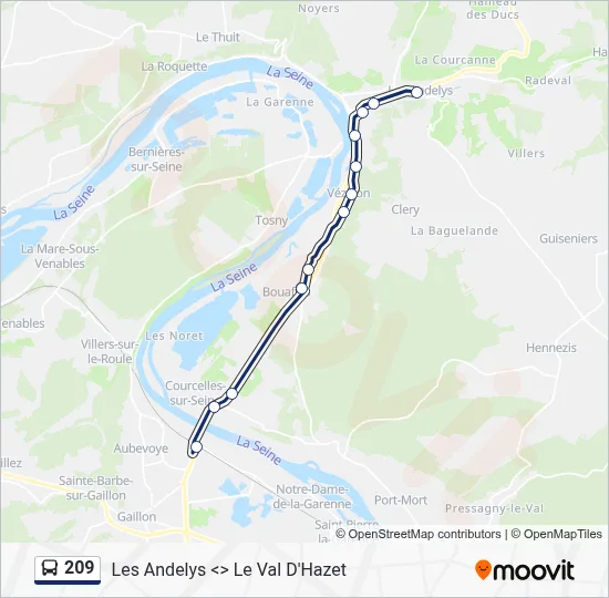 Mapa de 209 de autobús
