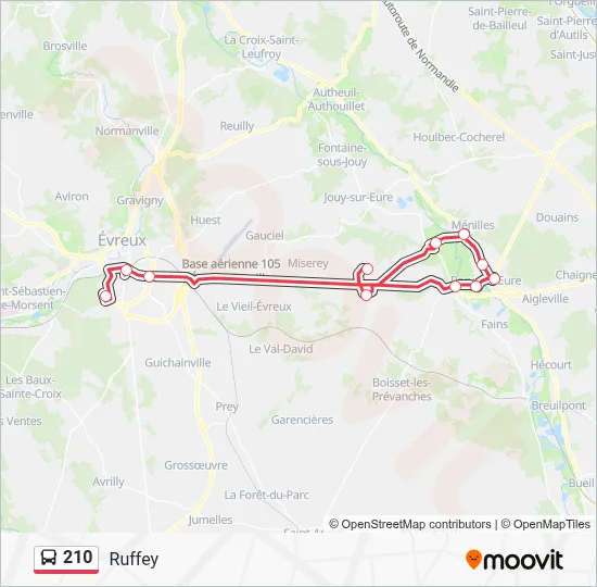 Mapa de 210 de autobús