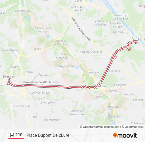 Plan de la ligne 210 de bus