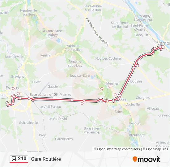 Plan de la ligne 210 de bus