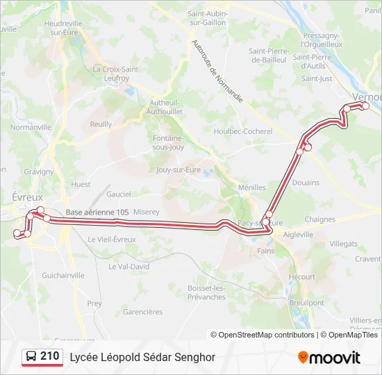Plan de la ligne 210 de bus