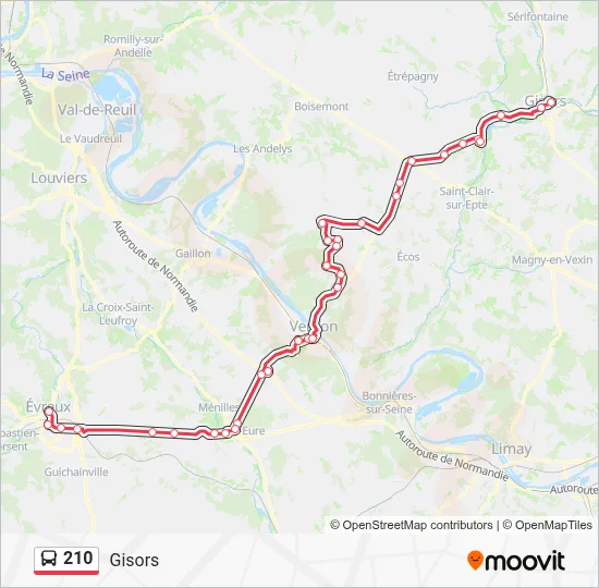 Plan de la ligne 210 de bus
