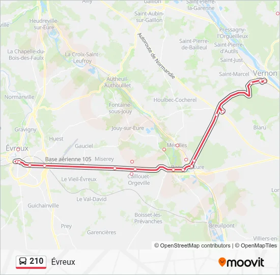 Plan de la ligne 210 de bus