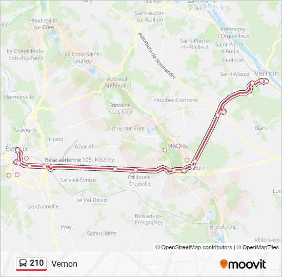 Plan de la ligne 210 de bus