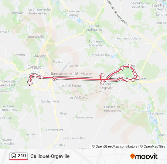 Plan de la ligne 210 de bus