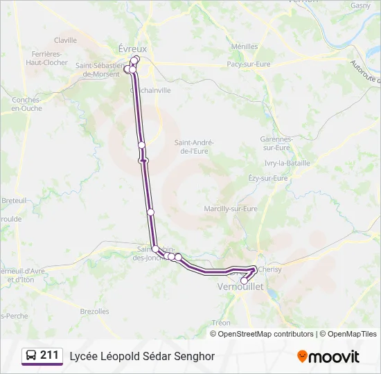 Mapa de 211 de autobús