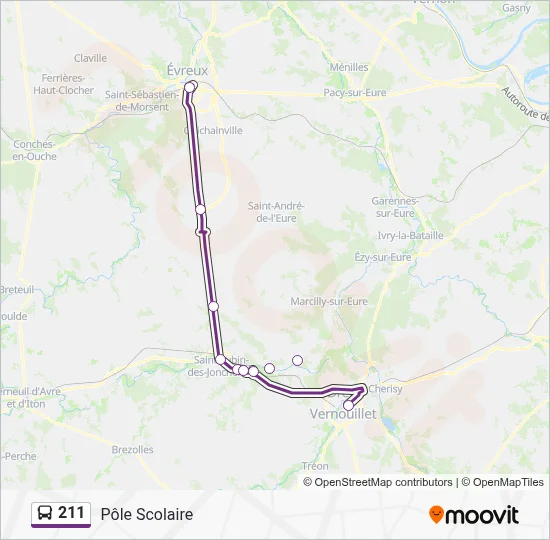 Plan de la ligne 211 de bus